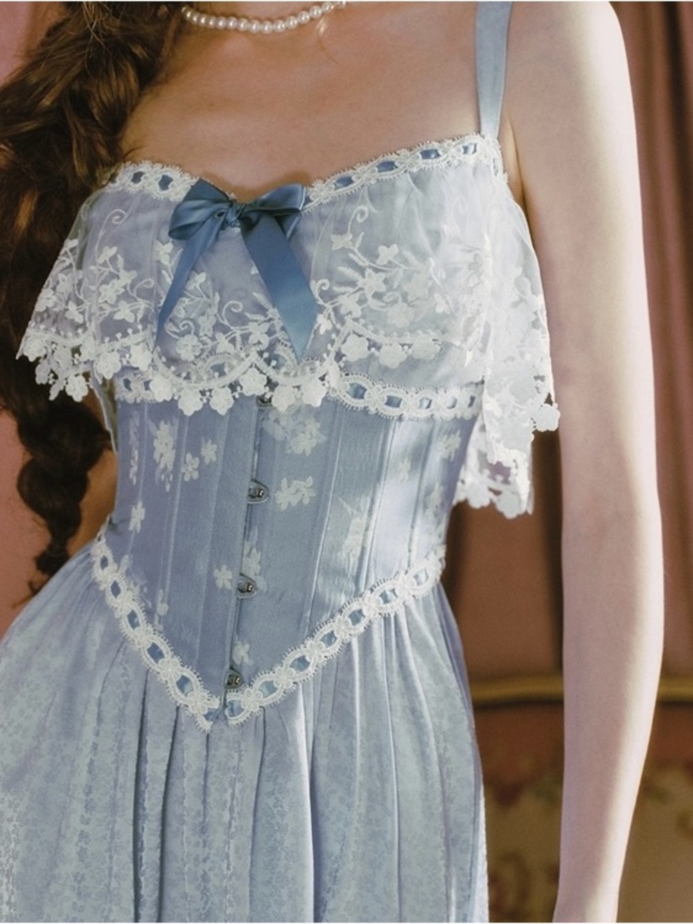 NWT Lacemade Ice Jade Flower Dress & Corset Set CottageCore Fairy-core Large - Picture 6 of 15